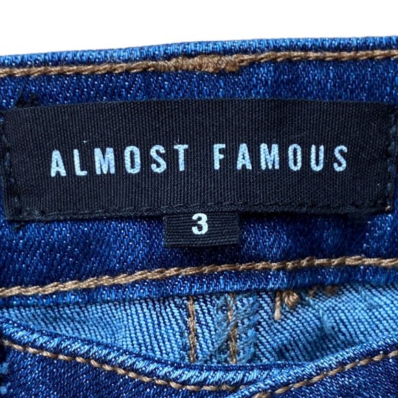 Almost Famous Flare Jeans Distressed Holey Raw Hem Hippie Boho Retro Grunge-3 - Picture 12 of 15